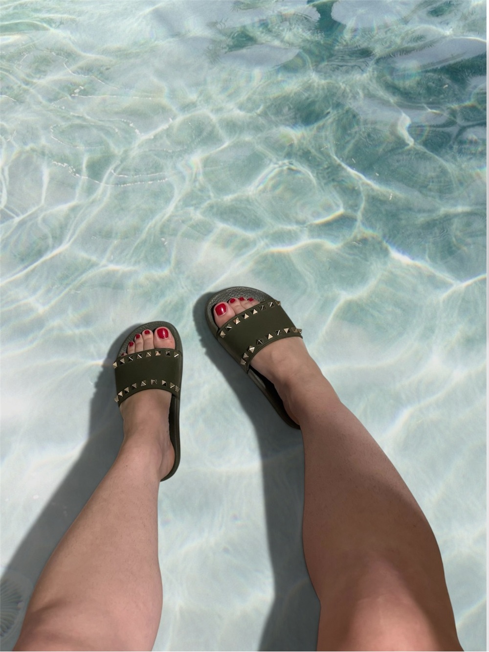 Valentino Garavani Rockstud rubber pool slide sandals